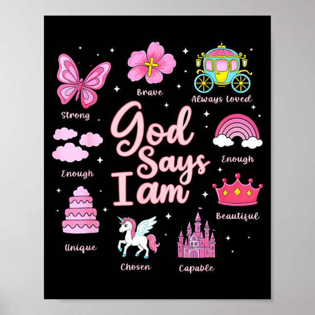Poster Deus dos Desenhos Diz Eu Sou Menina Princesa Crian (Frente)