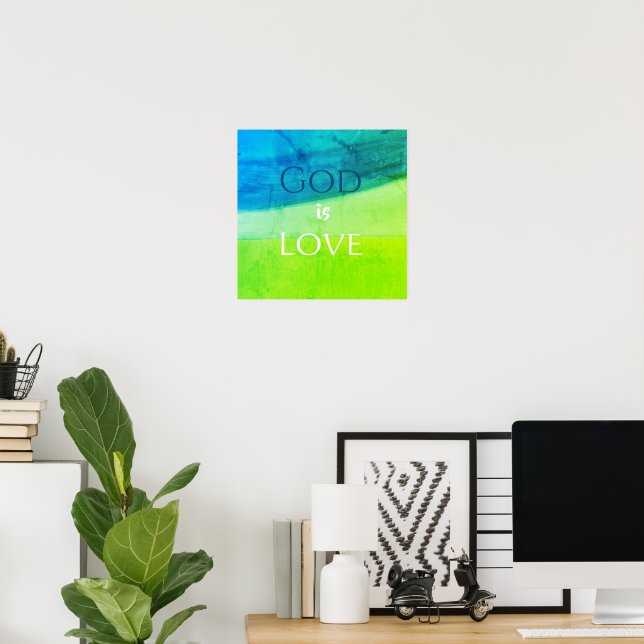 Poster Deus é Amor Inspirador (Escritório em casa)