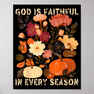 Poster Deus é Fiel em Todas as Estações Floral Outono Cri