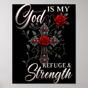Poster Deus É Meu Refúgio E Força Cruz Rosa Fé