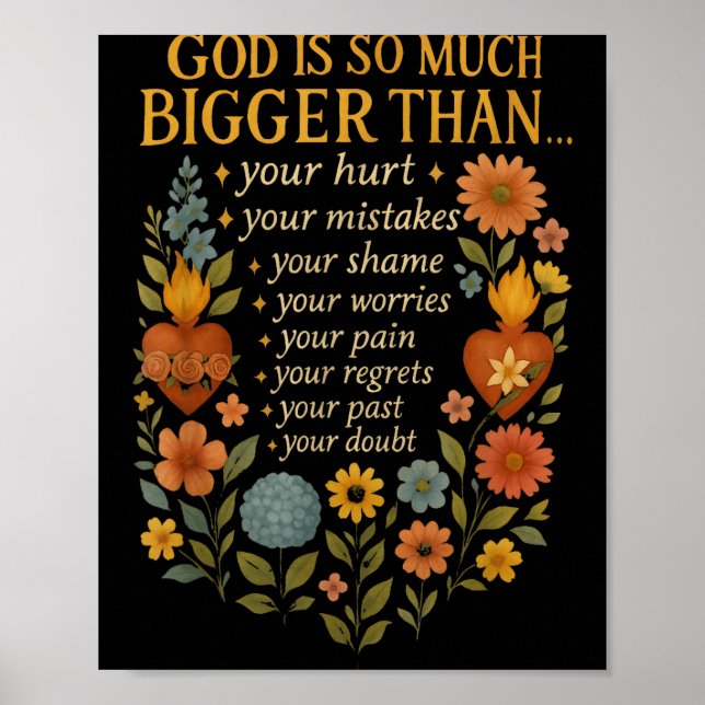 Poster Deus É Muito Maior Que Sua Dúvida Fé Cristã (Frente)