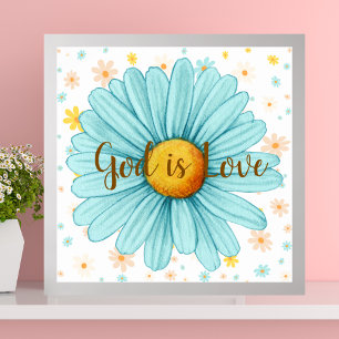 Poster Deus é o amor Coor Blue Sunflower Cote