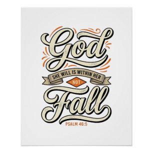 Póster Deus Está Dentro Dela Ela Não Vai Cair Camiseta Vi
