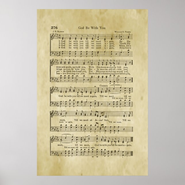 Poster Deus Esteja Com Você, Gospel Sheet Music (Frente)