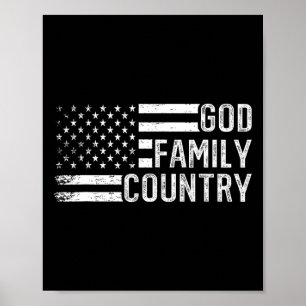 Poster Deus Família País - Bandeira Americana Cristã Patr