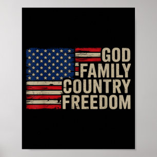 Poster Deus Família País Liberdade Patriota Cristão EUA