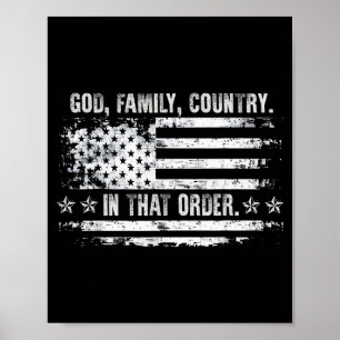 Poster Deus Família País Patriótico Fé Orgulho EUA Para S
