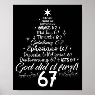 Poster Deus Fez Primeiro 67 Bíblia Cristã 6 7 Meme Chris