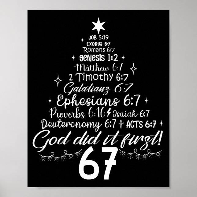 Poster Deus Fez Primeiro 67 Bíblia Cristã 6 7 Meme Chris (Frente)