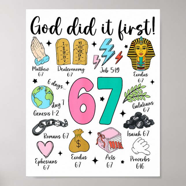 Poster Deus Fez Primeiro 67 Seis Sete Meme Jesus Cristo B (Frente)