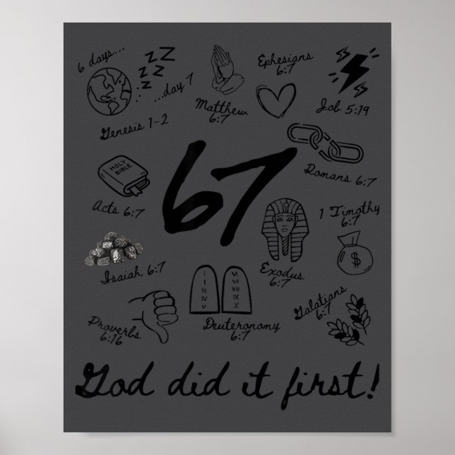Poster Deus Fez Primeiro 6 7 Versículo Bíblico Fé Cristã  (Frente)