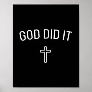 Poster Deus Fez - Simples Cruz Religiosa Cristã Mini