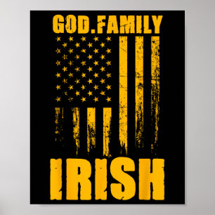 Poster Deus Irlandês de Notre Dame. Família. Bandeira Vin