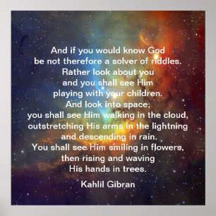 Póster Deus por Kahlil Gibran