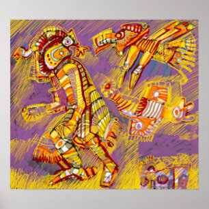 Poster Deus Pre-Columbian dos pássaros