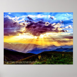 Poster Deus Ray Sunbeams Mountain Scripting Verse