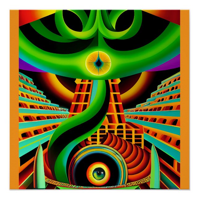 Póster Deus Serpente Meso-Americano (Frente)