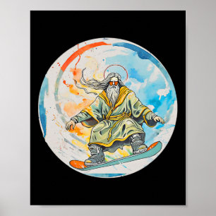 Poster Deus Snowboard Com Jesus Cristo Orador Senhor Chu