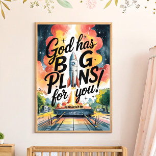 Poster Deus Tem Grandes Planos de Arte de Muro Cristã