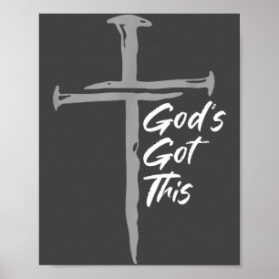 Poster Deus Tem Isso Cruz Cristã Fé Motivação