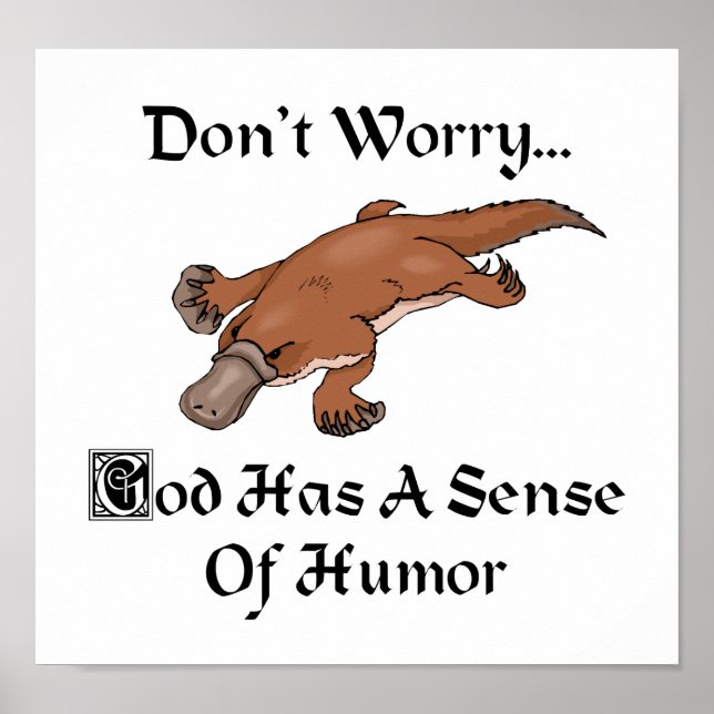 Póster Deus Tem Um Senso de Humor - Ornitorrinco Engraçad (Frente)