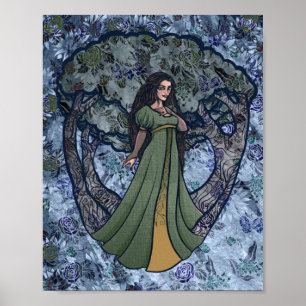 Poster Deusa Azul Woods Pagan Art Deusas Natureza