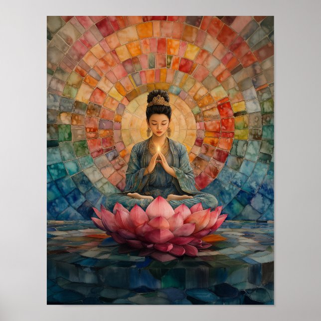 Poster Deusa Budista Guanyin Rainbow Mosaic Art (Frente)