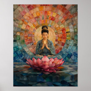 Poster Deusa Budista Guanyin Rainbow Retrait Art