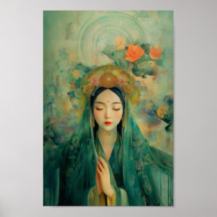Poster Deusa Budista Quan Yin Retrait Pintura