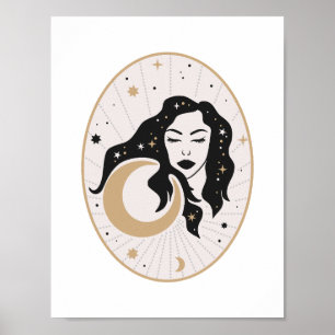 Poster Deusa Celestial Adormecida Magia Lunar Mística Est