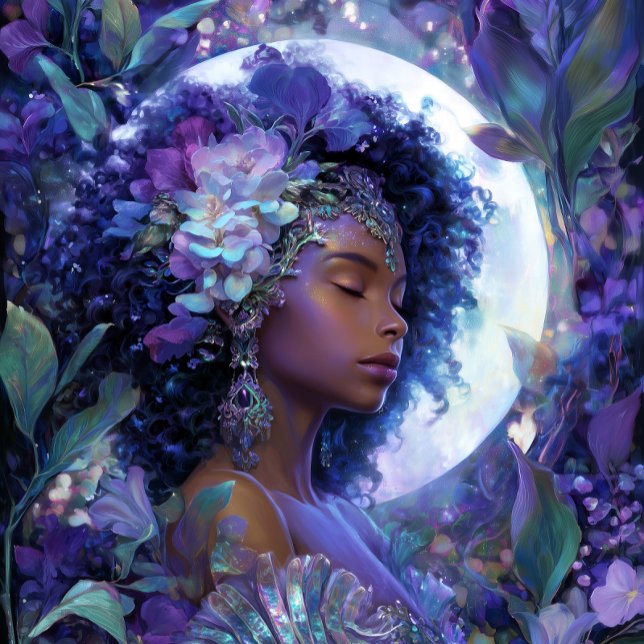 Poster Deusa da Lua Arte de Fantasia Preta Rainha Negra (Criador carregado)