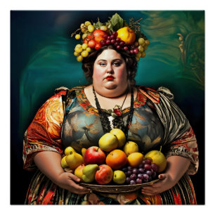 Póster "Deusa da Sobreindulgência" Retrato Colorido