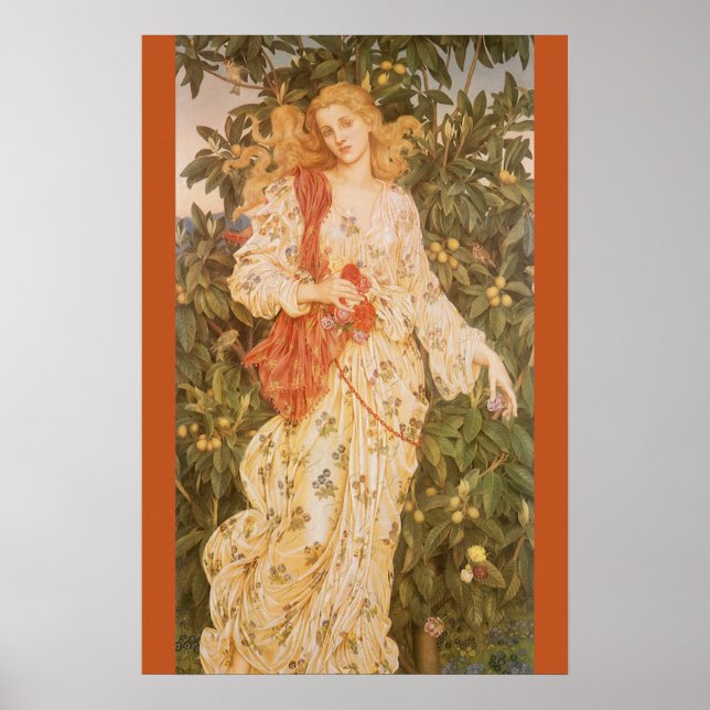 Poster Deusa das Flores e Blossomos, Flora por Morgan (Frente)
