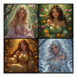 Póster Deusa das Ninfas da Natureza da Primavera Verão Ou