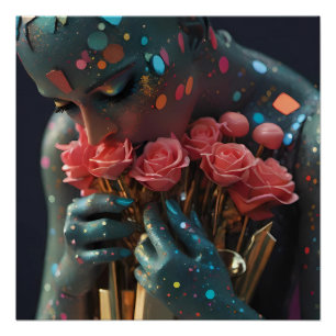 Póster Deusa do Amor Asfixiante e Disperso - Arte de Ken 
