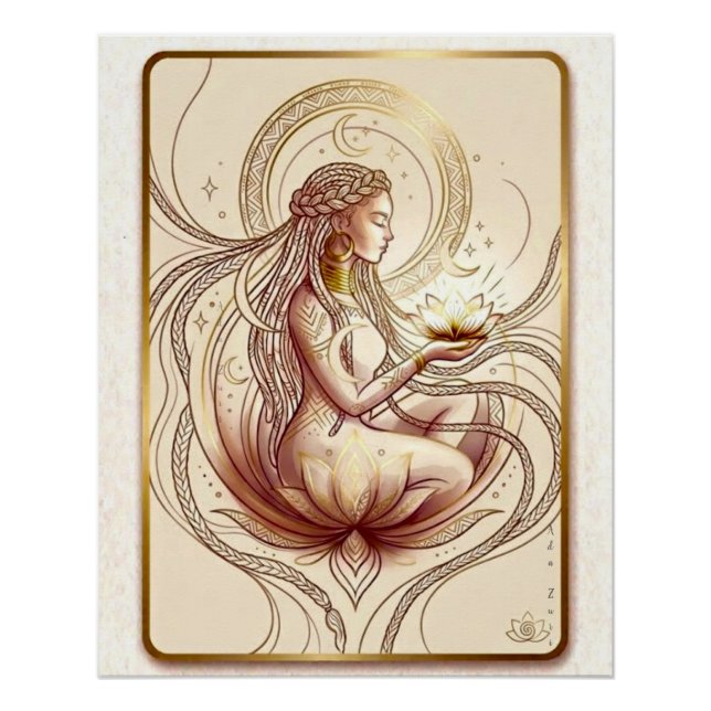 Póster Deusa do Lótus Sagrado Espiritual (Frente)