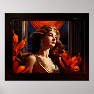 Poster Deusa Do Sol Art Deco Glamour Romântico