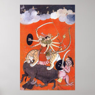 Póster Deusa Durga que luta Mahishasura