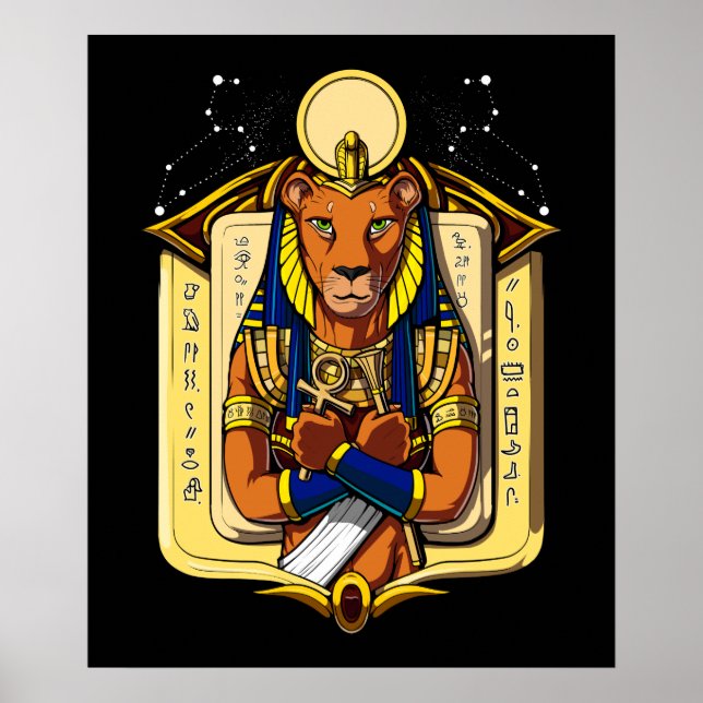 Poster Deusa Egípcia Lioness Sekhmet Deus Bastet (Frente)