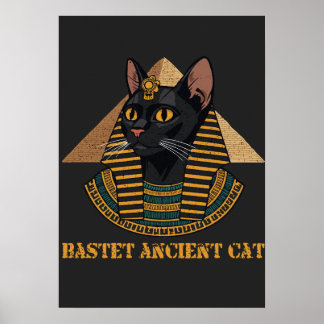 Poster Deusa Gata do Antigo Egito Bastet Arte Vintage