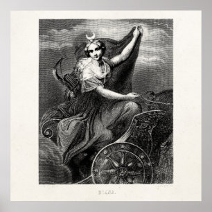 Póster Deusa Grega Vintage Diana Artemis Antigo Romano