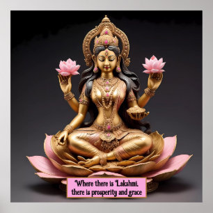 Poster Deusa Lakshmi: Símbolo da Prosperidade e Abundance