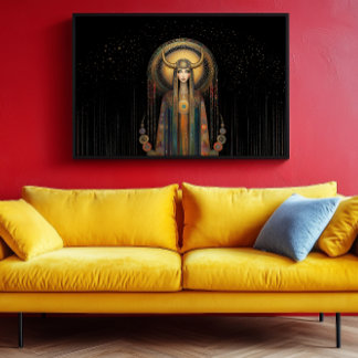 Poster Deusa Lilith Rainbow Arte Dourada Nouveau