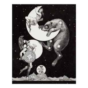 Póster Deusa Lunar Celestial Antiga & Ursa Maior