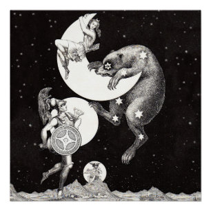 Póster Deusa Lunar Celestial Antiga & Ursa Maior