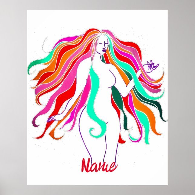 Poster Deusa multi-colorida de cabelos longos Thunder_Cov (Frente)