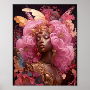 Poster Deusa Negra A Rosa e Dourada