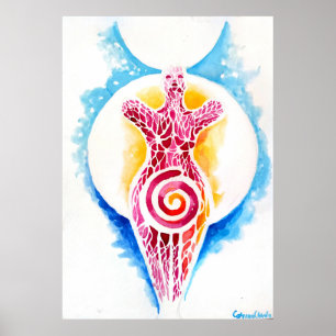 Poster Deusa neolítica da fertilidade com o sol e o