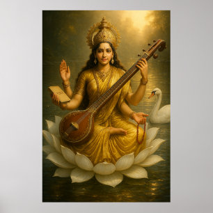 Poster Deusa Saraswati   A Divina Musa do Conhecimento