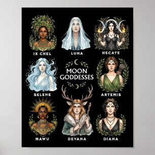 Poster Deusas da lua arte pagã bruxa divina feminina